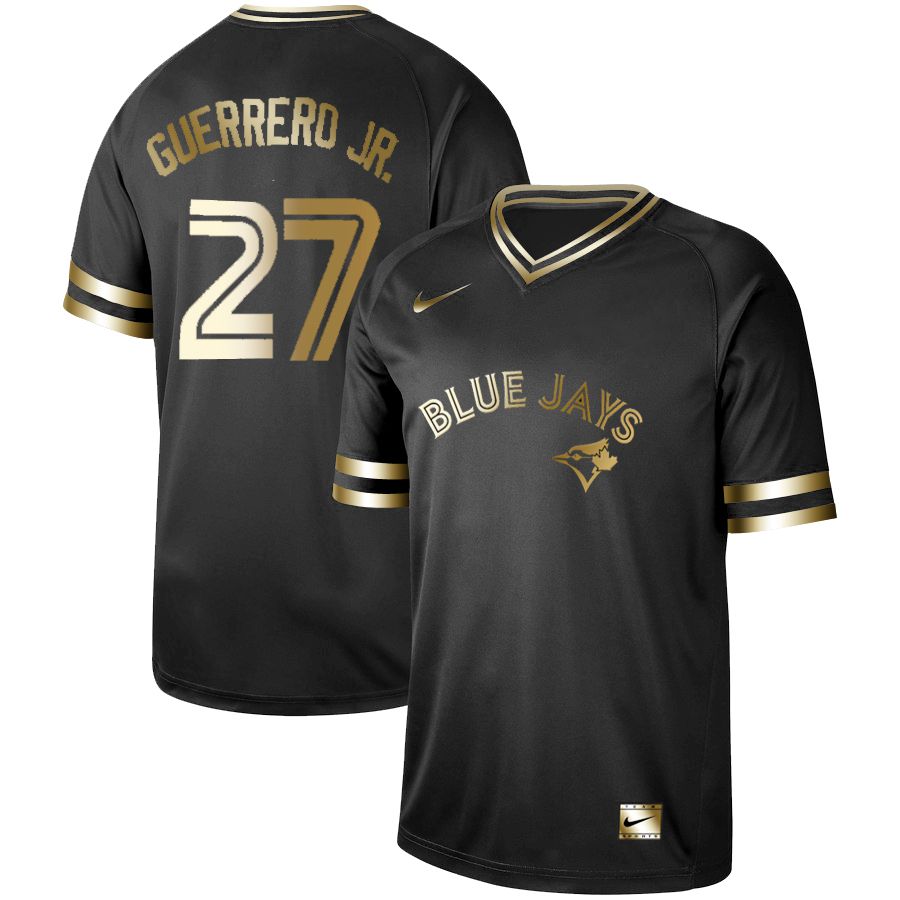 Men Toronto Blue Jays #27 Guerrero jr Nike Black Gold MLB Jerseys